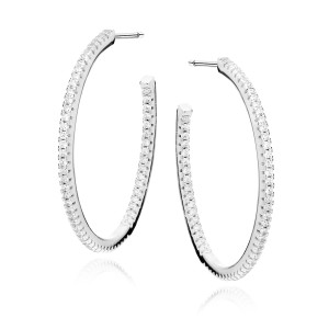 Cercei rotunzi argint cu pietre 30 mm Eternity DiAmanti Z1916ER_W-DIA (Argint 925‰ 3,7 g.)